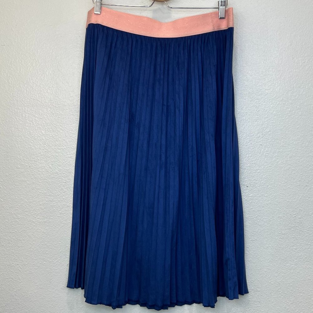 LULAROE Elegant LUCY Long Modest ‎ Blue Pink Pleated Women Skirt 2XL